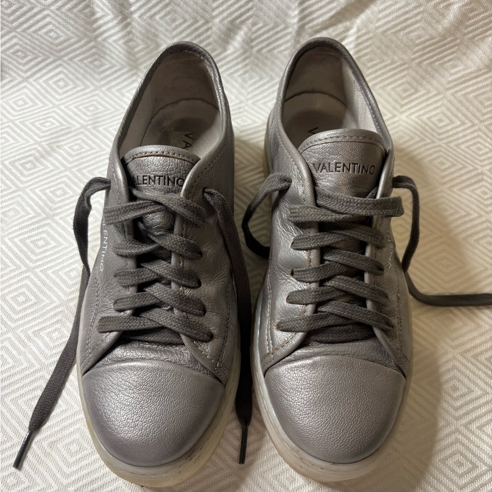 Valentino  platform women’s silver Gray Sneakers size 7.5 - Picture 2 of 15